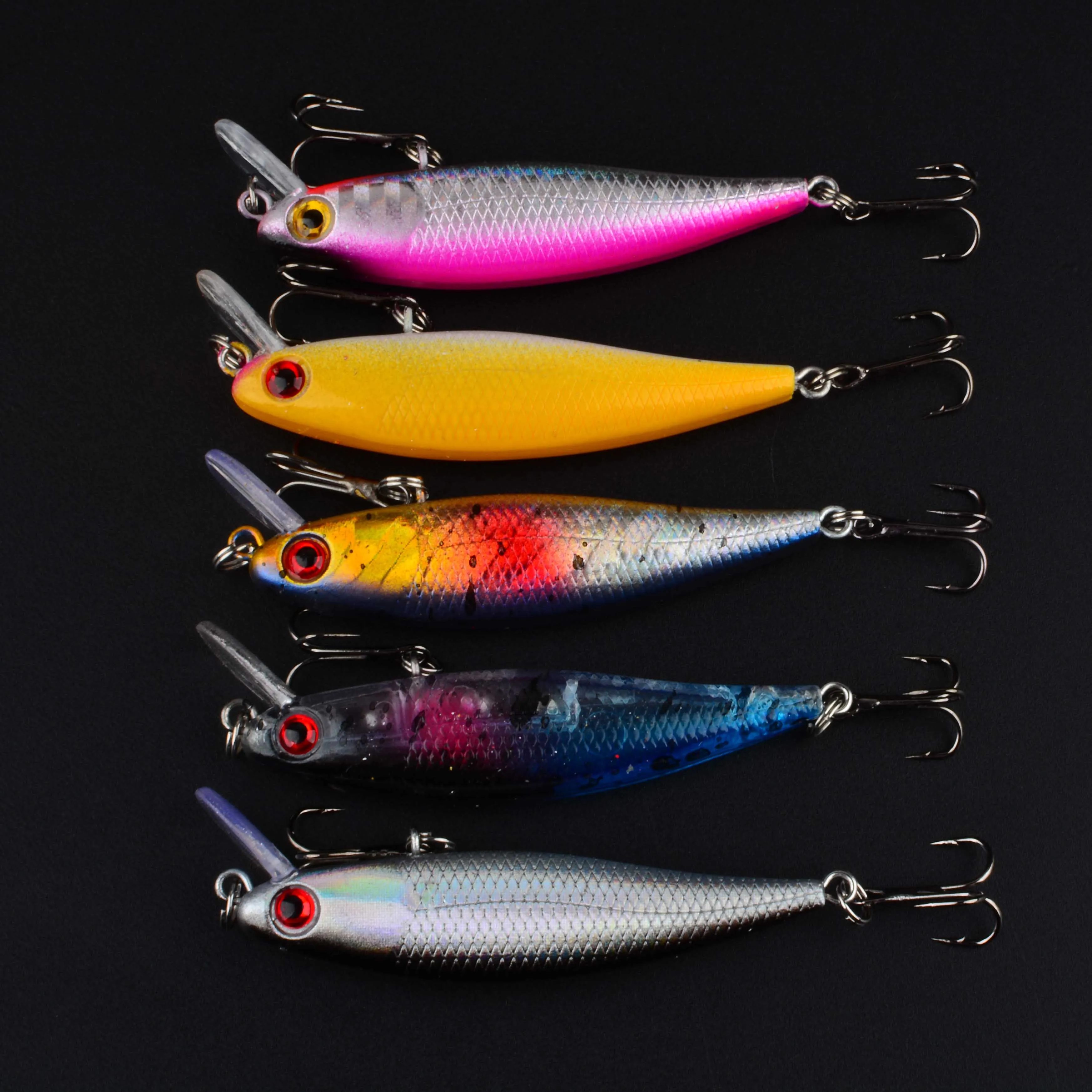 Señuelo de Pesca de calidad, señuelo pececillo con ojos 3D, cebo duro de plástico, plantilla Artificial, Wobblers, Crankbait, 1 ud. - imagen 5