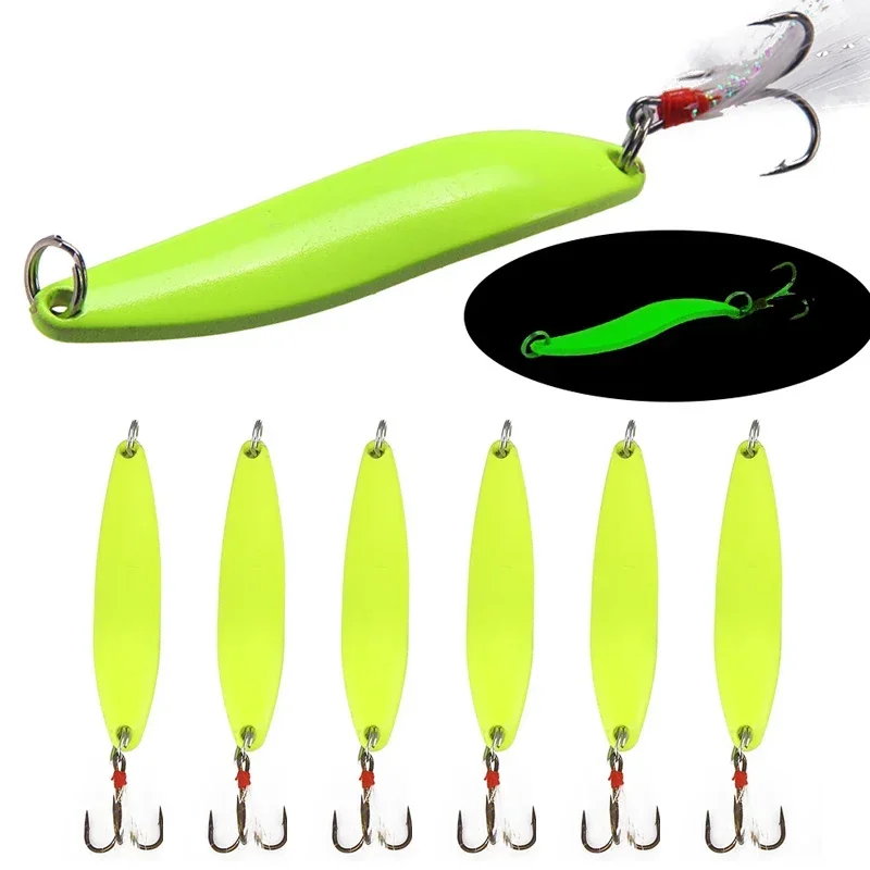 Señuelo de lentejuelas de Metal que brilla en la oscuridad, 5g, 7g, 10g, 13g, tipo hoja de sauce, hundimiento en el mar, cruce, lubina, pesca de carpa - imagen 5