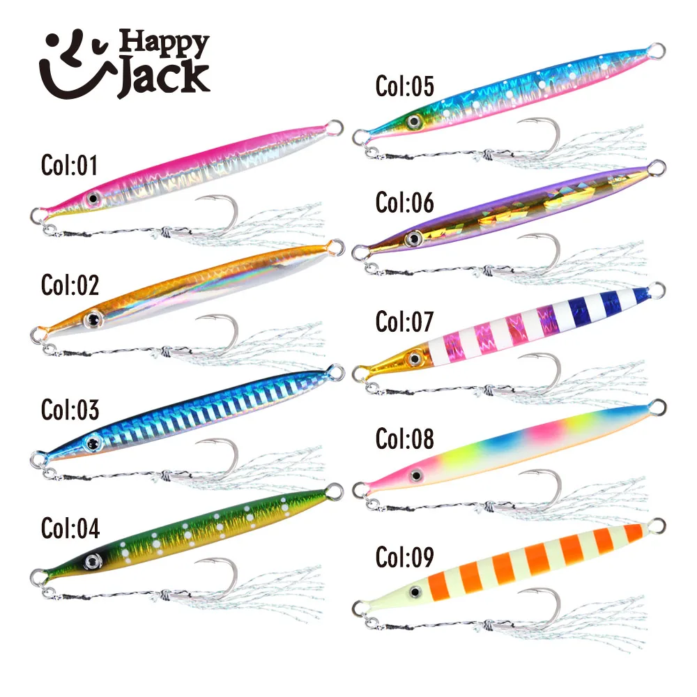 HappyJack-plantilla de Metal luminosa para pesca, Jigging de Metal de hundimiento rápido, 15G, 25G, 30G, Jigbait, cuchara, cebos, plantilla, señuelo, lápiz - imagen 4