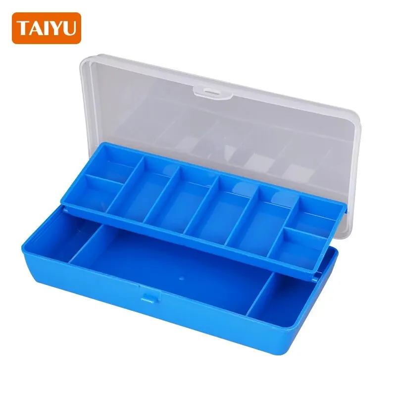 Caja de aparejos de pesca portátil TAIYU, 11 compartimentos, estuche de almacenamiento de dos pisos, accesorios de pesca de carpa, anzuelo de señuelo, caja de herramientas de cebo suave