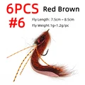 6PCS Sz 6 Red-Brown