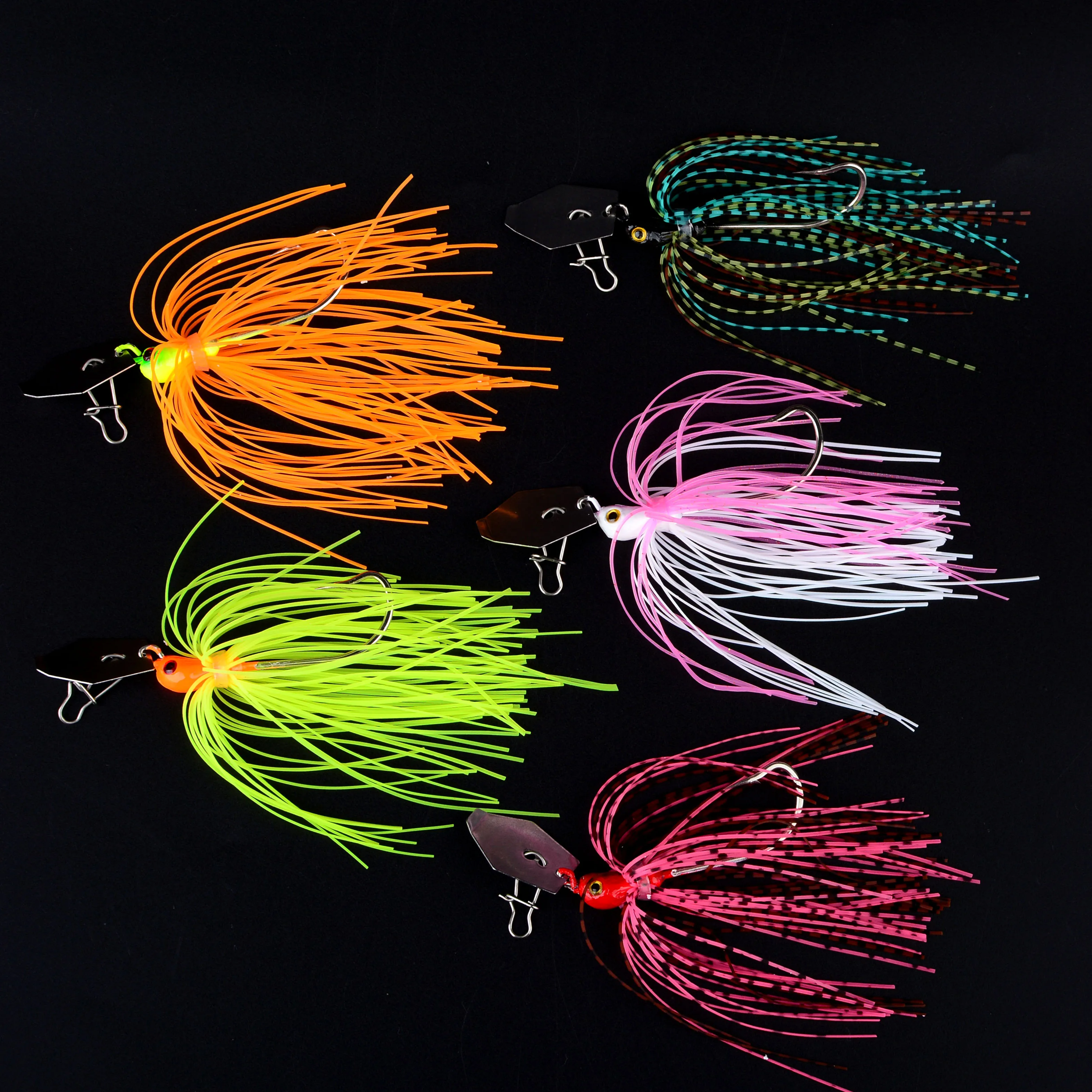 Juego de Señuelos de Pesca, 5 uds., Chatter de Pesca, hoja de Metal sin malezas, anzuelo con cabeza de plantilla, alambre giratorio - imagen 3