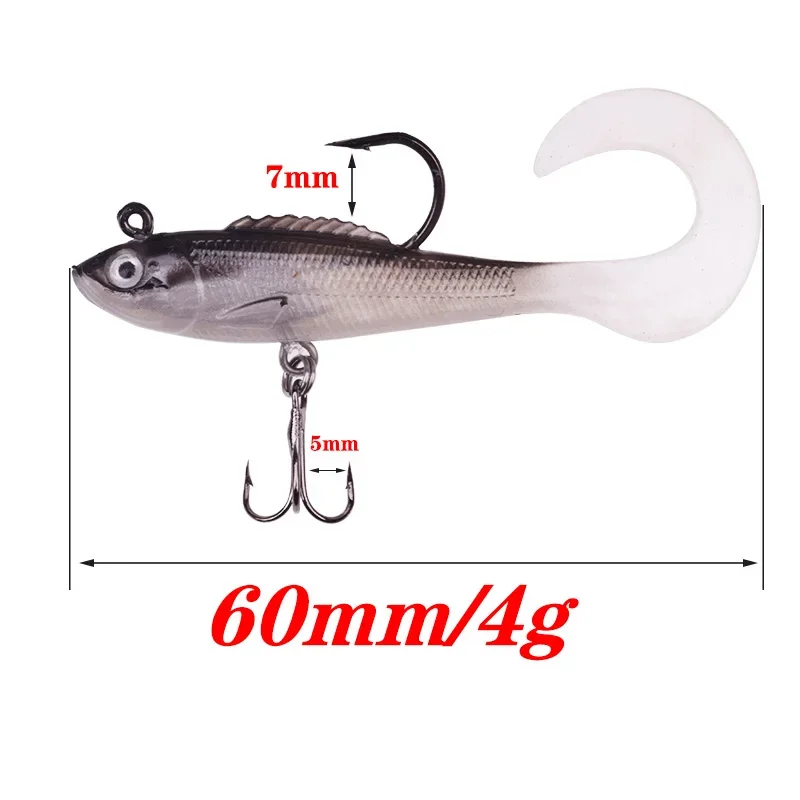 1 plantilla de silicona cebo suave 6cm 4g cola Swimbait Wobblers Shad Señuelos de Pesca Artificial pequeño pececillo para lubina carpa Pesca Leurre - imagen 2