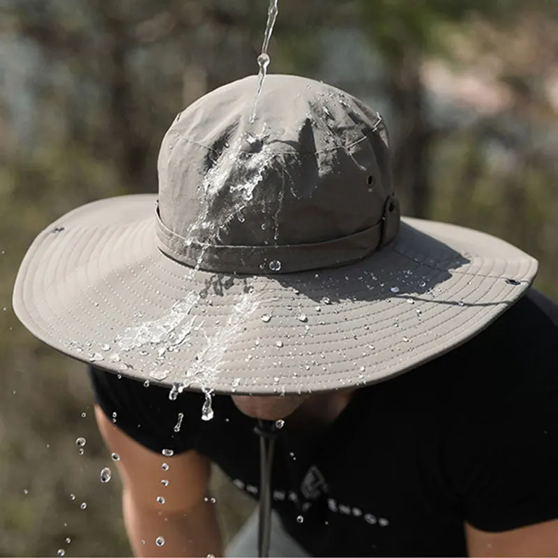 Sombrero de cubo impermeable con ala de 12cm para hombre, sombrero de sol con protección UV para verano, gorra de pesca para senderismo al aire libre, sombrero Unisex de moda de Panamá - imagen 5