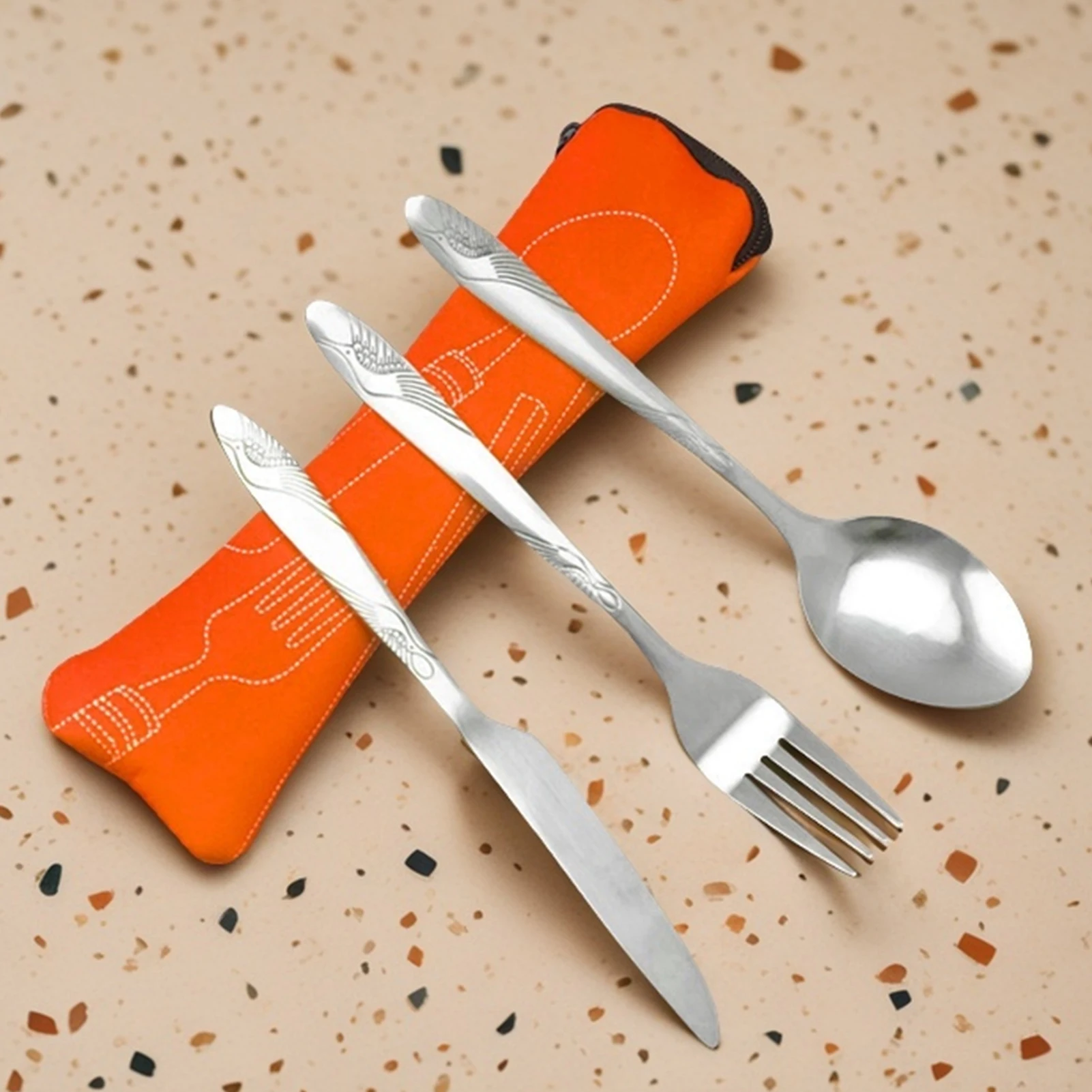 3 stks Outdoor Bestekset Draagbare Metalen Lepel Vork Mes Set Duurzaam Roestvrij Stalen Vork Camping Wandelen Reizen Picknick Servies - imagen 3