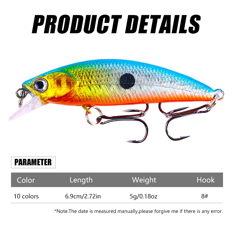 Newup-SEÑUELOS de Pesca para pececillos, Señuelos de Pesca de 6,9 cm-5g-8 # Jerkbait Bass Pike Carkbait Wobblers Swimbait cebo duro profesional - imagen 3