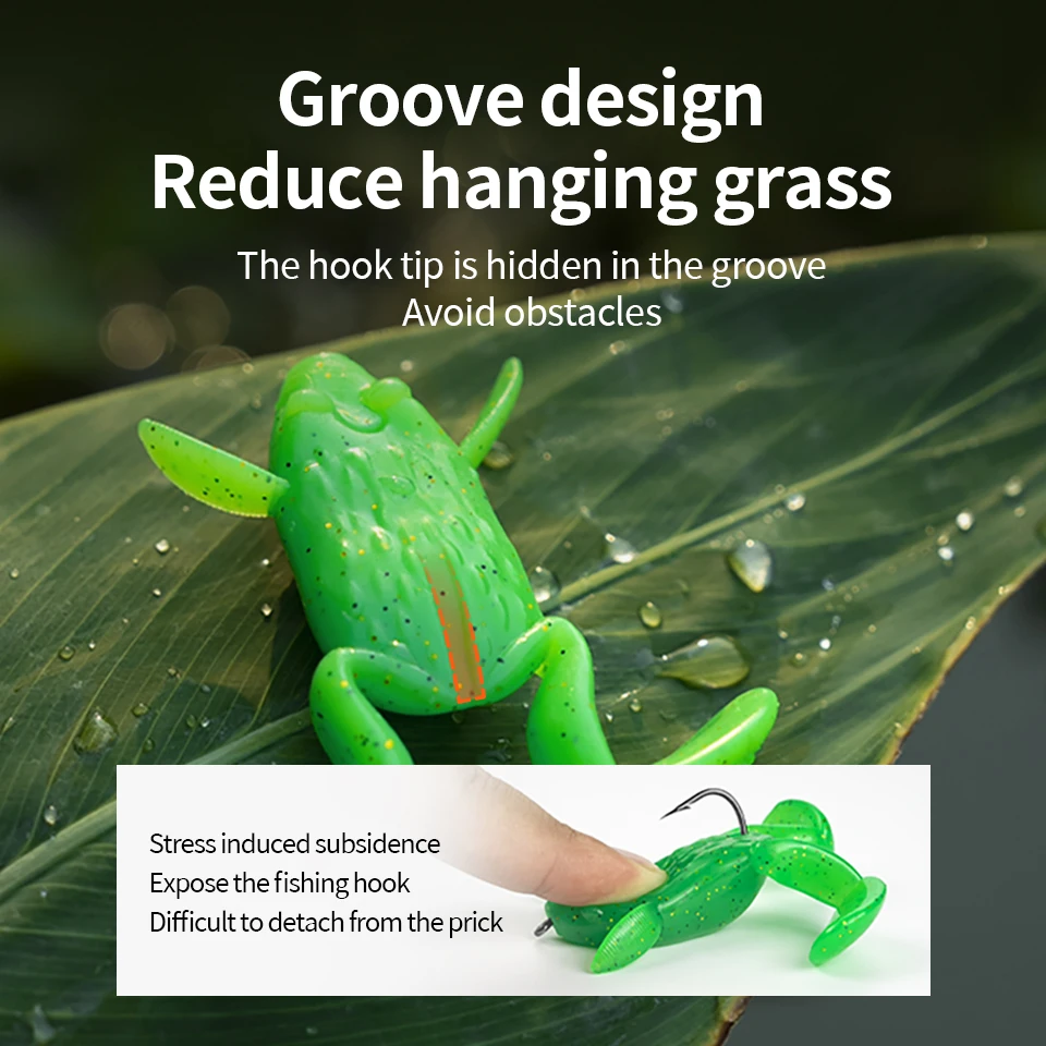LINNHUE-Señuelos de rana Topwater, 5g, 10g, Señuelos de Pesca, cola de lubina, Rana, cebo Artificial suave, agua dulce, sin malezas, cabeza de serpiente - imagen 3