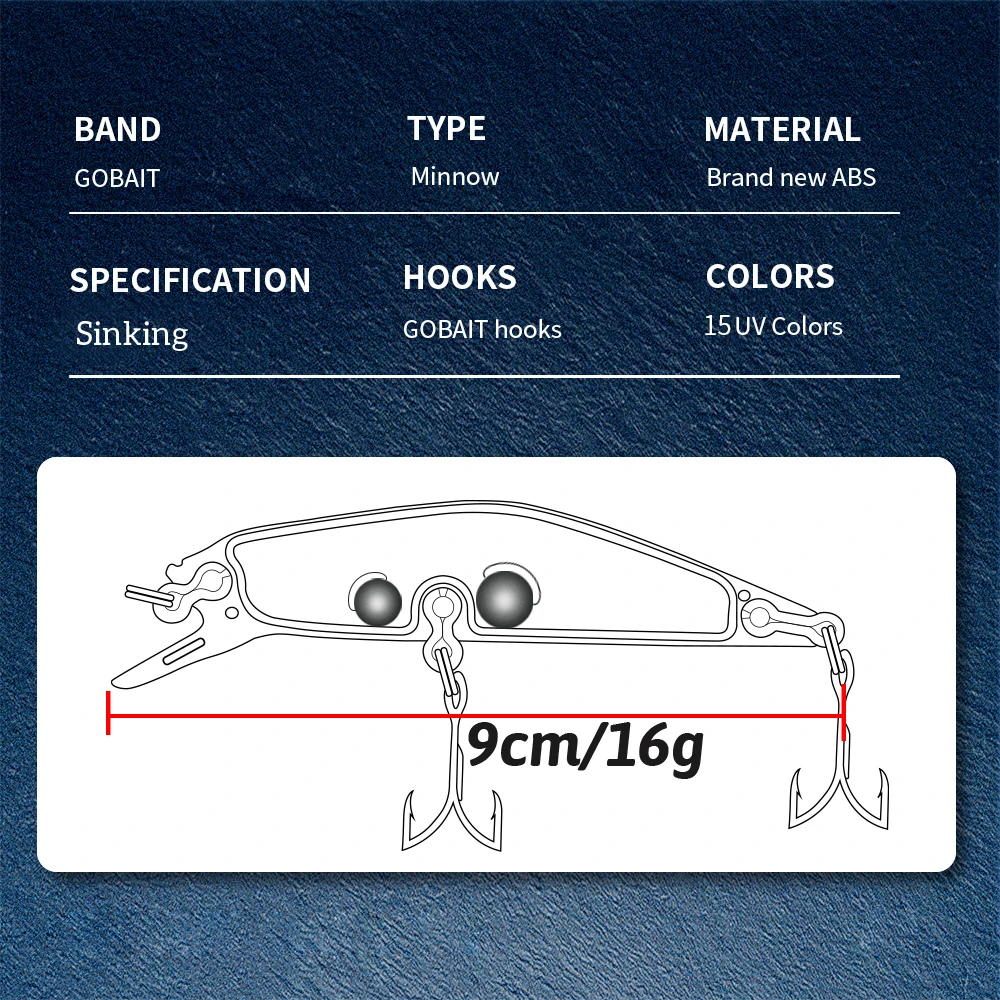 Minnow hundido 9cm 16g Wobbler Trolling Popper Pesca Swimbait cebo de silicona fundido largo aparejos Lucio señuelo de Pesca de mar Jerkbait - imagen 2