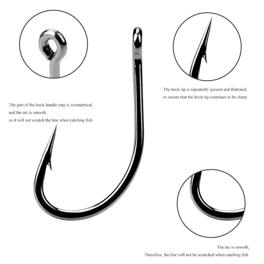 FTK 50PCS Europa Feeder Anzuelos de pesca Acero con alto contenido de carbono 1 # -10 #   Anzuelo de carpa con púas de un solo círculo con accesorios de pesca ocular - imagen 3