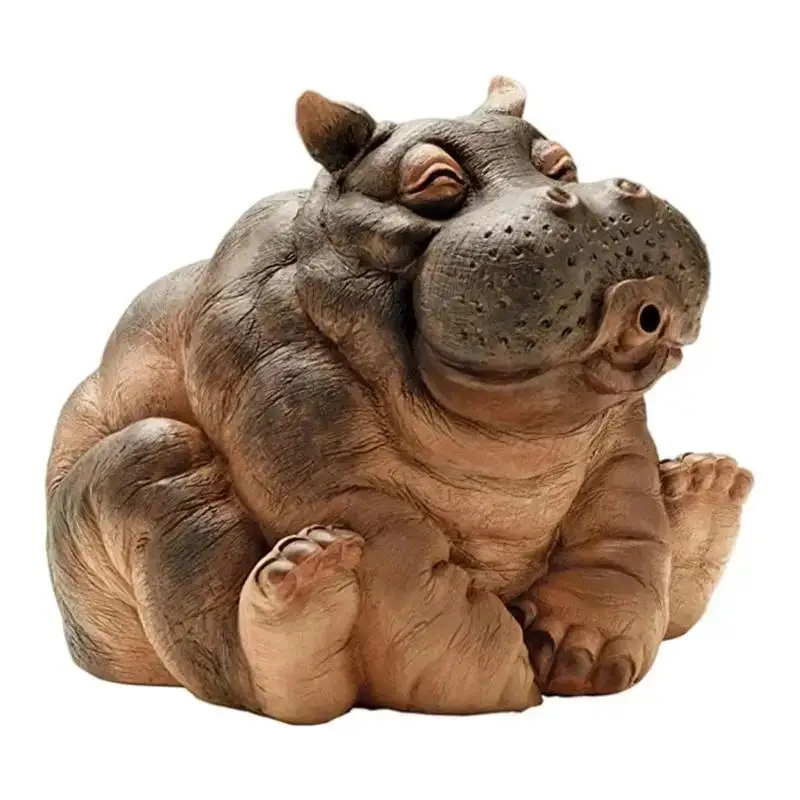 Estatua de hipopótamo con rociador para estanque decorativo - imagen 5