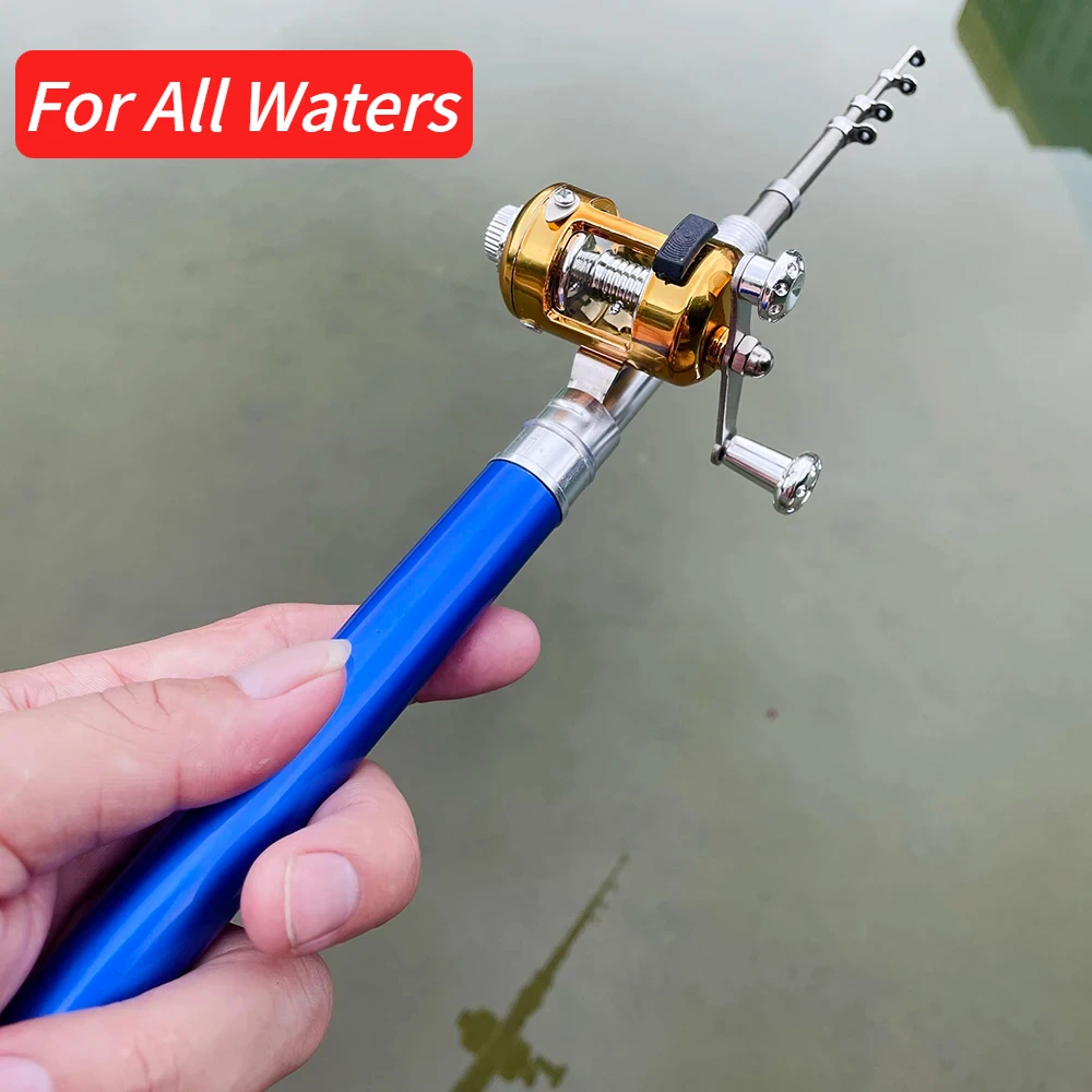 Juego de Mini caña de Pescar portátil, longitud de 96CM, ligera, 7 colores, tamaño de bolsillo, duradera para todas las aguas - imagen 3