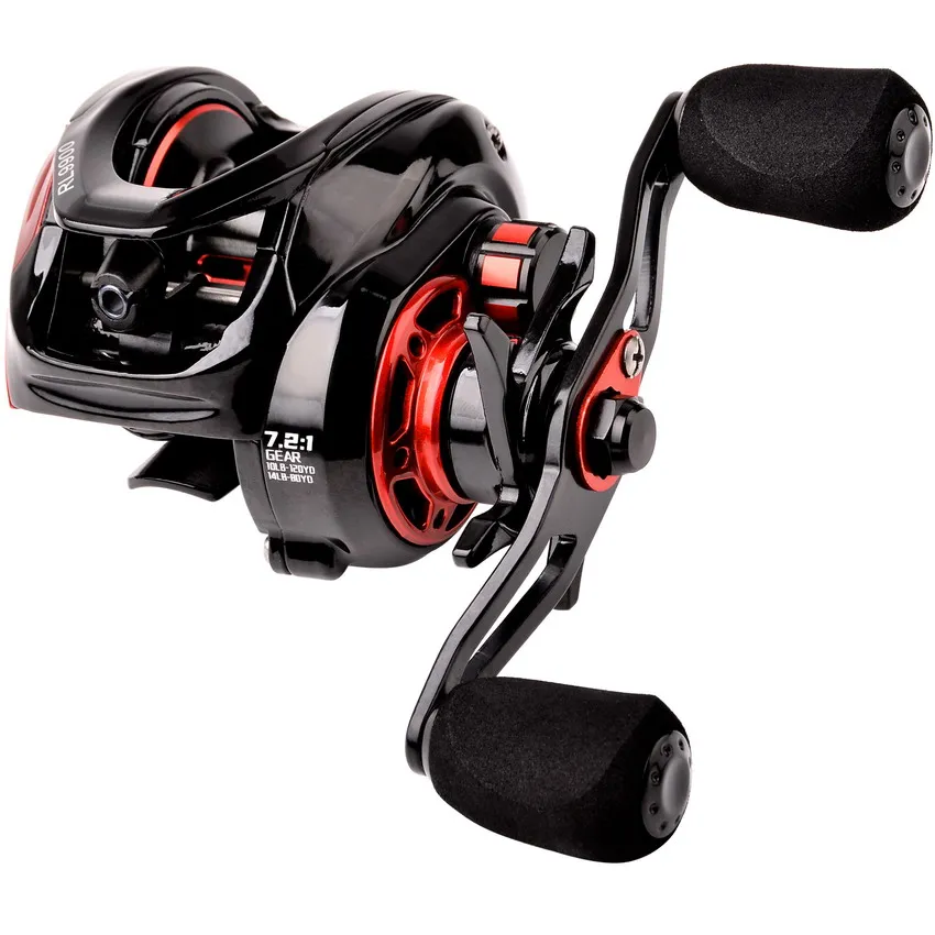 Carrete de pesca Baitcasting 7,2: 1, arrastre máximo 8kg, sistema de regulación magnética, carrete de pesca de agua dulce y salada, negro y rojo - imagen 2