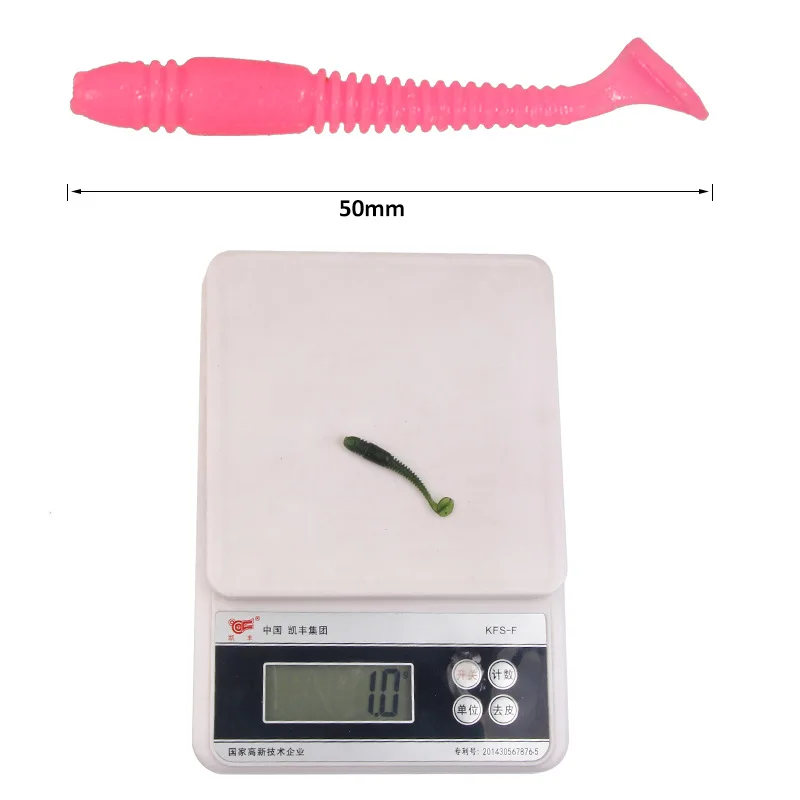 Señuelo de pesca suave con cola en T, 10 piezas, cebo falso de Camarón, aparejos de pesca Texas, pescado mandarín, biónico - imagen 5