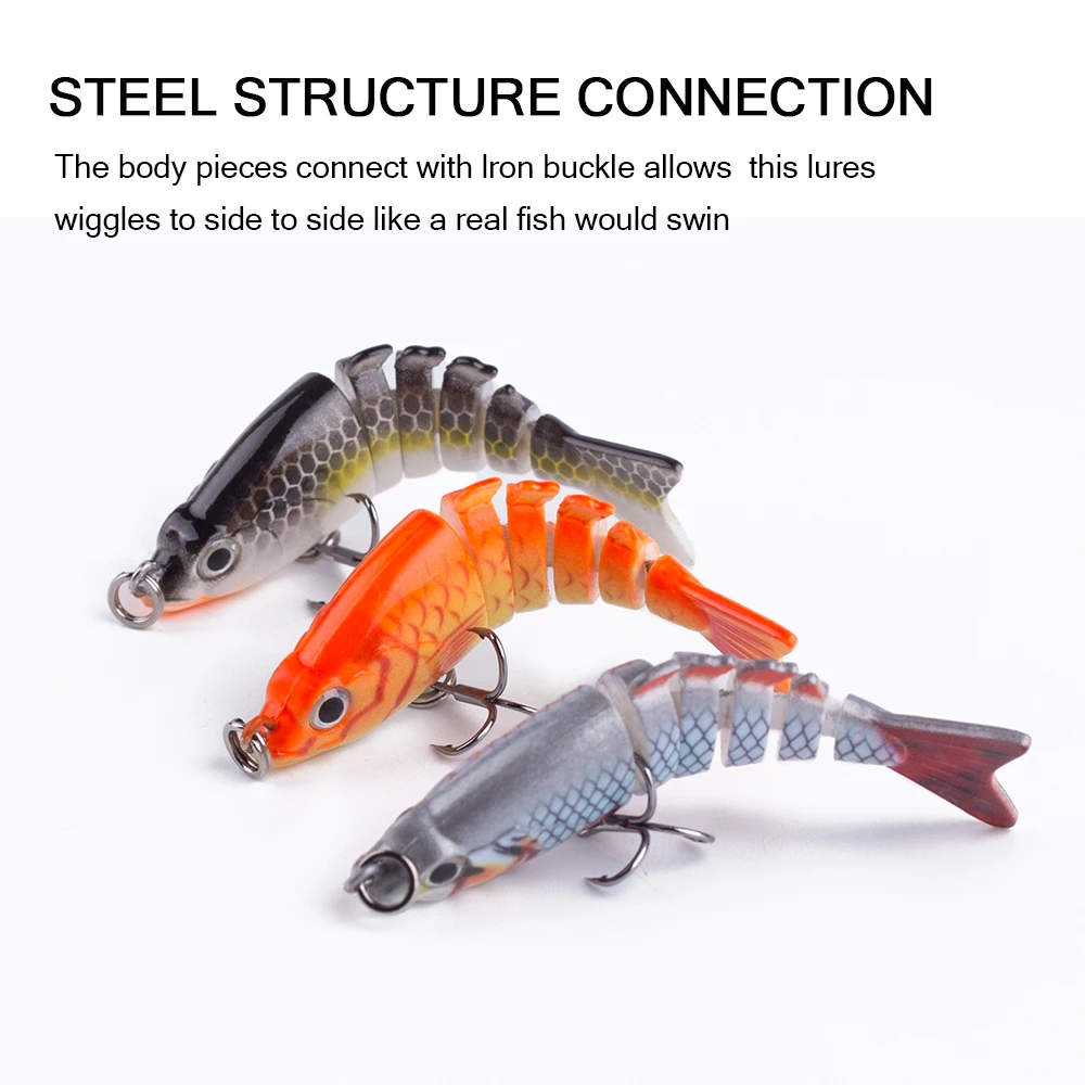 Mini señuelo de pesca articulado, 6 segmentos, 6CM/4,7G, Swimbait, Wobblers de hundimiento para Lucio, accesorios para peces falsos, aparejos - imagen 5