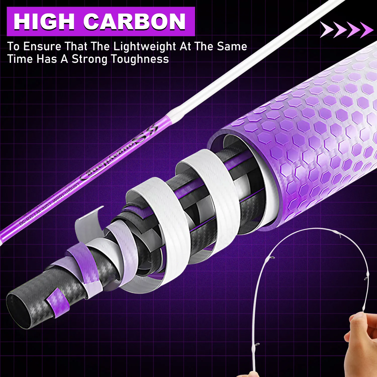 Sougayilang Caña de pescar carbono 1,8m – Spinning ligera EVA - imagen 5