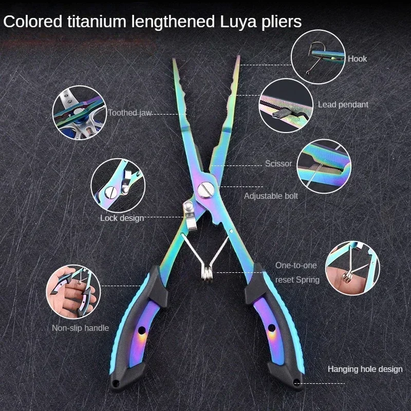 1 Uds. Removedor de anzuelos de acero, tijeras cortadoras de línea de pesca de nariz larga, pinzas para pescado, alicates de pesca multifuncionales, herramientas de pesca de acero inoxidable - imagen 3