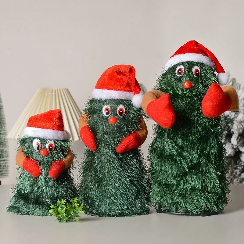 Juguetes de árbol de Navidad bailando y canto para niños, lindos juguetes de peluche verdes, música creativa, muñeco de peluche eléctrico, decoración del hogar, regalos de navidad - imagen 2