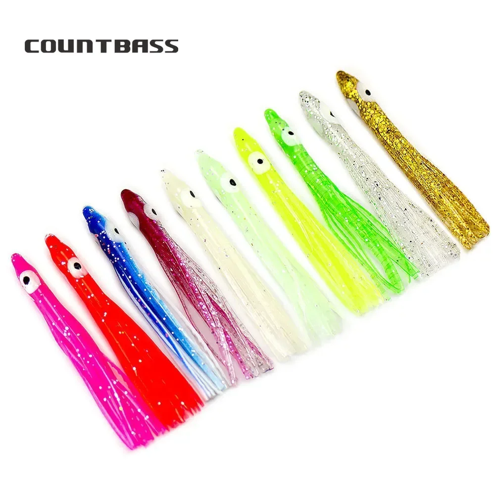 COUNTBASS 100 Uds 4cm 6cm 10cm faldas de calamar en forma de aguja, señuelo de cebos de pulpo suave, aparejos artesanales para anzuelos de asistencia de Jigging
