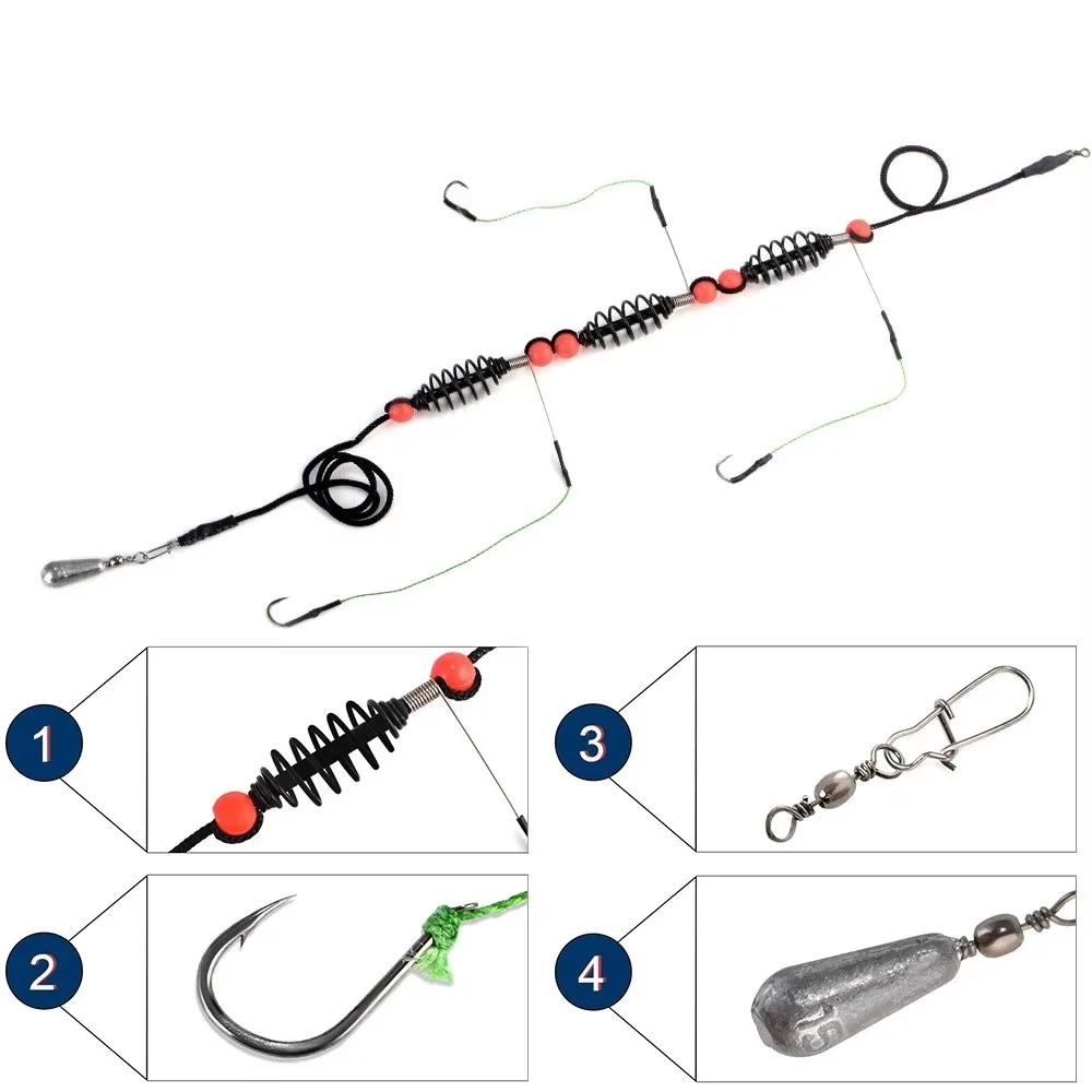 NGB-señuelo Artificial de pesca, alimentador de jaula, pesca de carpa con plomo giratorio con ganchos de línea para aparejos de pesca, 1 ud. - imagen 3