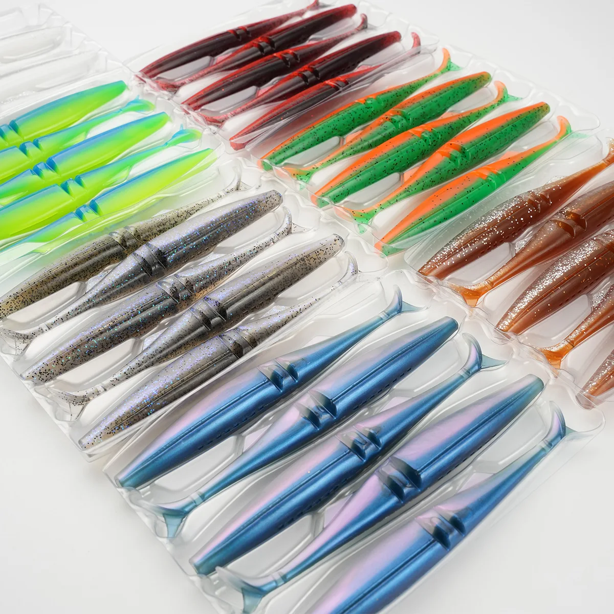 Testar 5 unids/bolsa 12cm 9,9g T-tail Swimbait cebo blando segmentado ranuras de escamas holográficas para lubina Señuelos de pesca en hielo - imagen 2