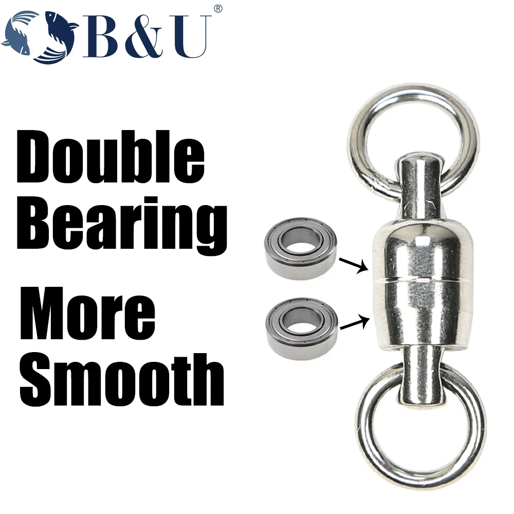B & U-Anillo giratorio de rodamiento de bolas de 4 piezas, Conector de pesca de acero inoxidable para agua dulce y salada, señuelo de cebo para curricán - imagen 2