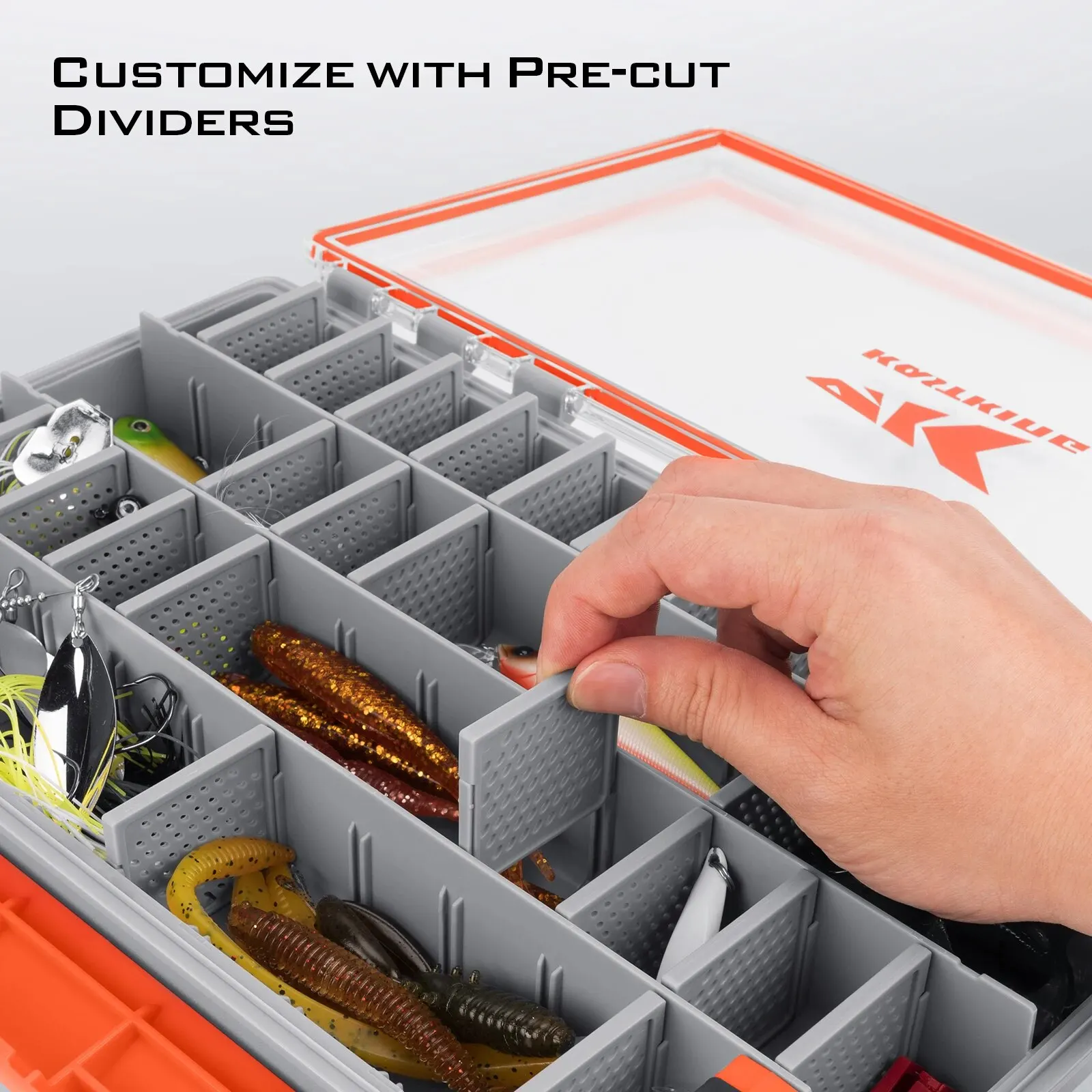 KastKing-caja de aparejos de pesca impermeable HyperSeal, organizador de bandejas de aparejos con divisores extraíbles, caja de señuelos, 3600 y 3700 - imagen 5
