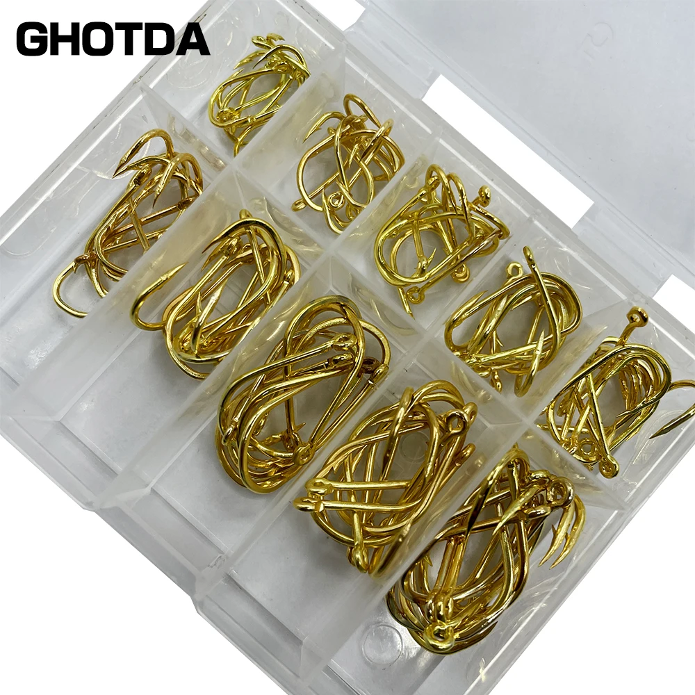 Ghotda-señuelo de acero al carbono de 100 piezas, anzuelo de plantilla, gancho de púas para barco oceánico, aparejos de pesca - imagen 3