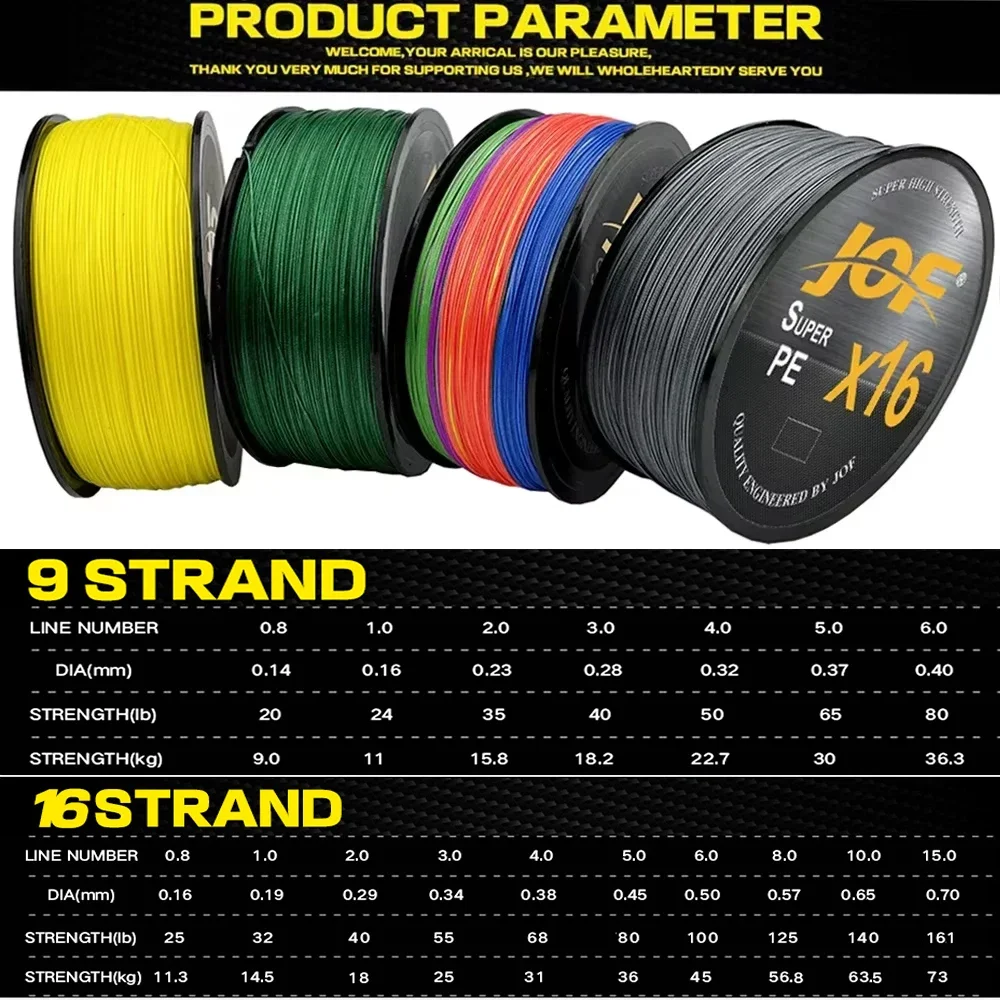 Línea de pesca de PE trenzada resistente al desgaste X16/9 hebras de alta resistencia 300/500m súper fuerte 20-161LB para aparejos de pesca de señuelo/roca - imagen 4