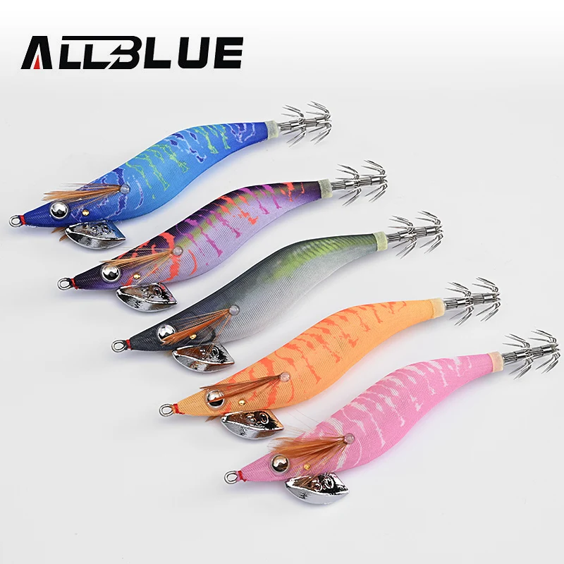 ALLBLUE 5 piezas Egi Kit 3.0 #   3.5 #   Anzuelos de calamar de hundimiento lento, pesca de calamar, pulpo, sepia, señuelos de Jigging artificiales luminosos - imagen 3