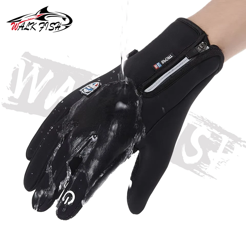WALK FISH-guantes de pesca para hombre, resistentes al agua, con pantalla táctil, para ciclismo, lana, para exteriores, a prueba de viento, resistentes al desgaste, esquí y senderismo - imagen 4