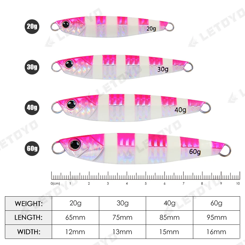 LETOYO-señuelo de pesca de fundición Micro Jig, 20g, 30g, 40g, 60g, Mini señuelos artificiales de Metal giratorio, Jig, orilla, Jigging, sábalo microjig pesca micro jig pesca mini señuelos pesca jig pesca jigging - imagen 2