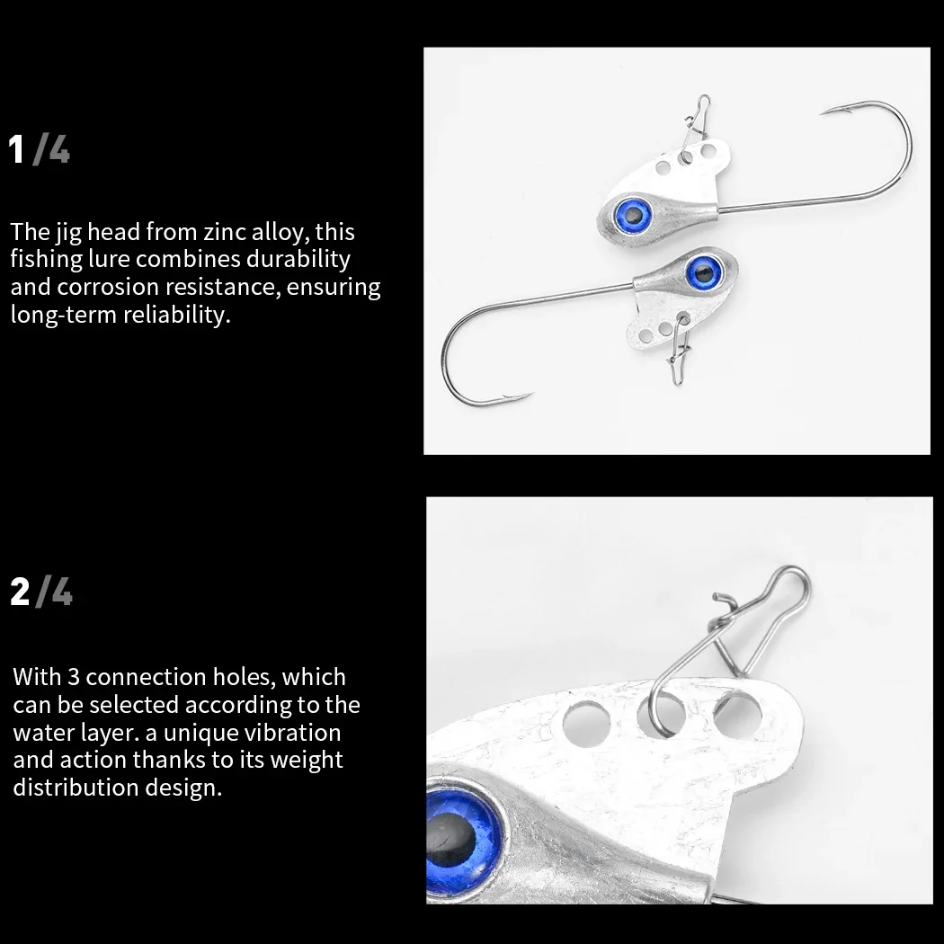 Anzuelo con cabeza de anzuelo, 2 uds., 4g, 5,5g, 7,5g, 11g, vástago VIB, aparejo Ned con púas, Spinner, Kit de señuelo suave para pesca, aparejos de ojo de pez grande, anzuelo giratorio - imagen 5