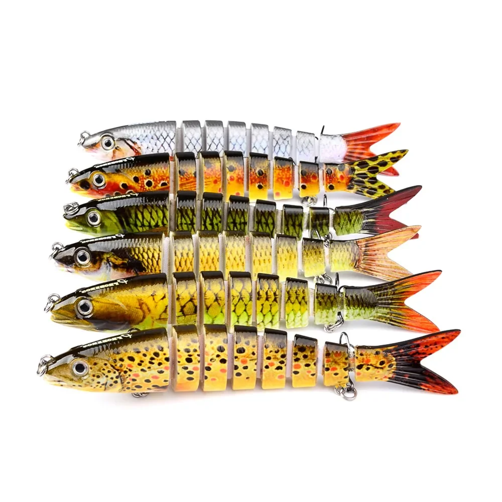 Señuelos de Pesca multiarticulados Swimbait, cebo duro realista, 135mm, 19g, 8 secciones, Topwater, Wobblers para lubina - imagen 5