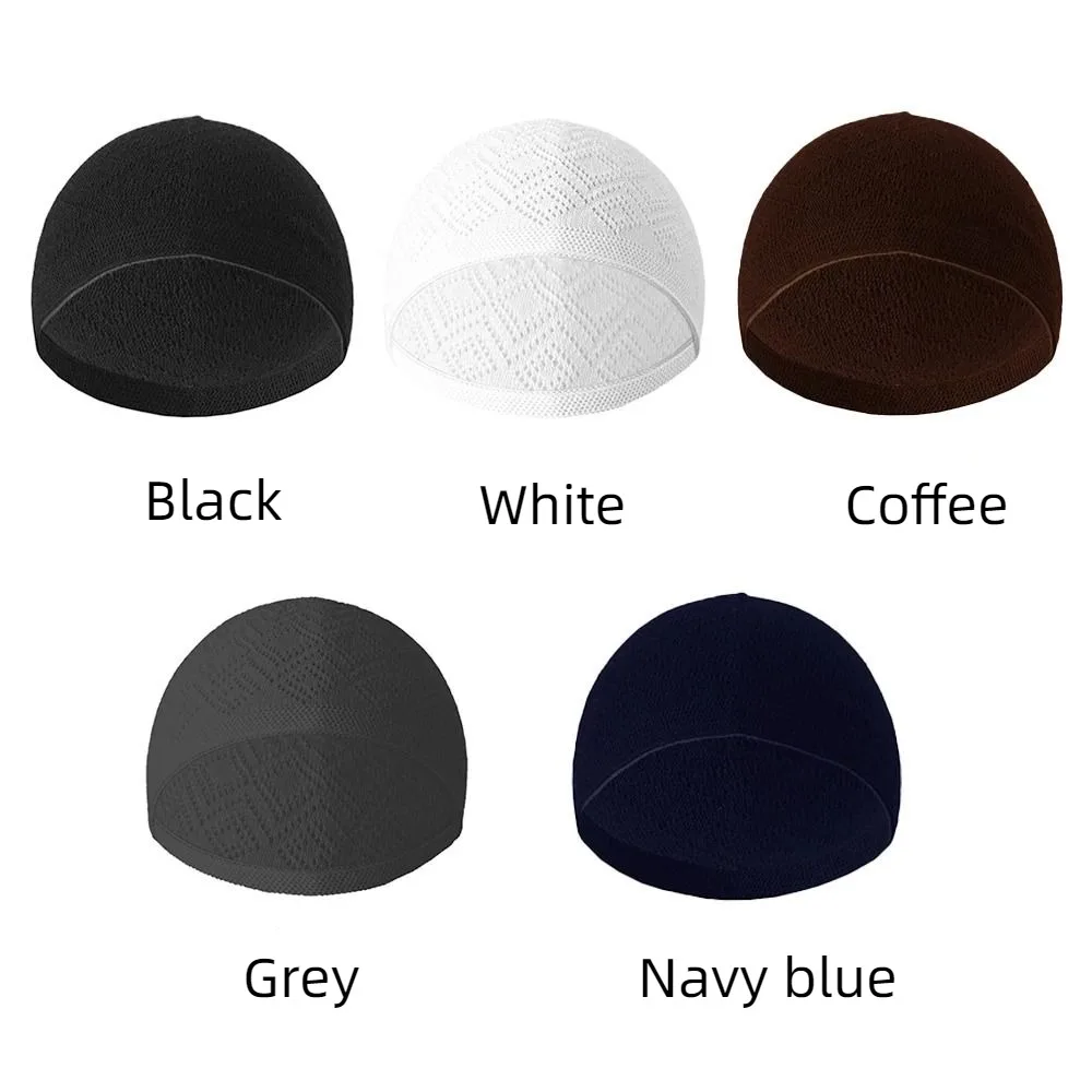 Gorros de oración de malla suave para hombre, gorro de punto Unisex transpirable, gorros de la India judíos de Color sólido - imagen 4
