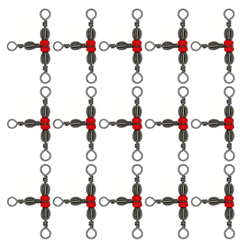 Conector de aparejos de pesca de 3 vías, aparejos de pesca giratorios, barril de línea cruzada, giratorios de línea cruzada Triple para pesca