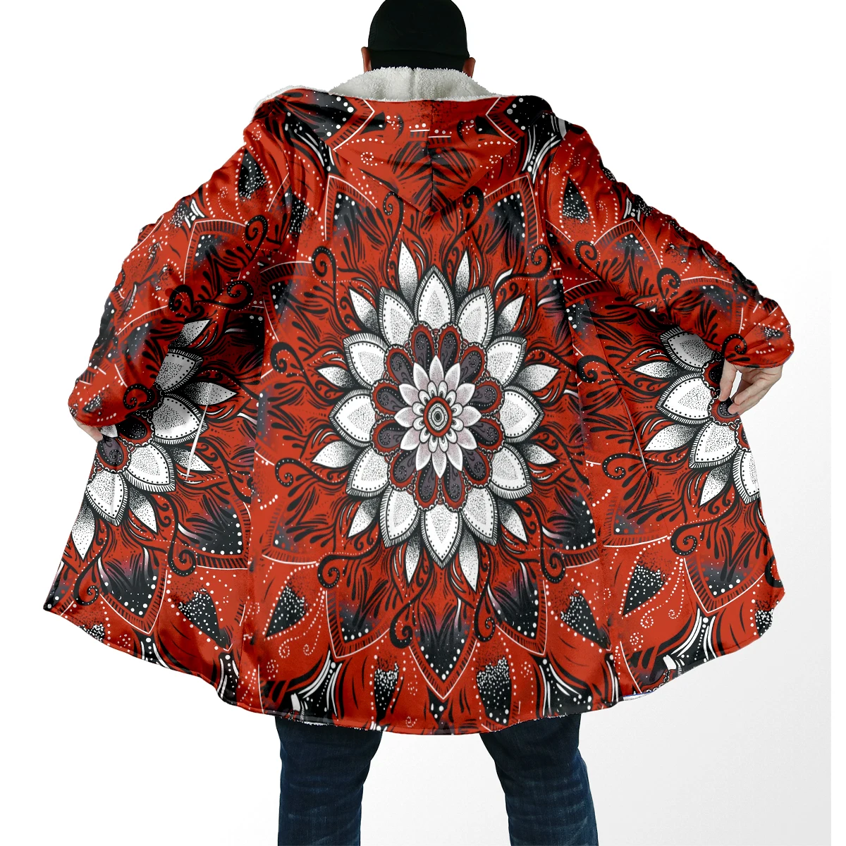 Winter Men's cloak Hippie Psychedelic Colorful Trippy 3D Printed Thick Fleece Hooded Cloak Unisex Casual Warm Cape Coat DP100 - imagen 2