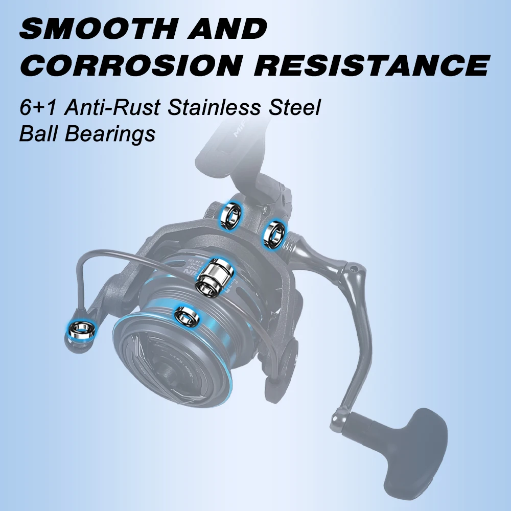 Carrete de pesca MIFINE CAPTAIN FEEDER 4500 5500 10KG bobina de arrastre máxima profesional 6 + 1BB sistema de eje de gusano carrete alimentador giratorio ligero - imagen 5