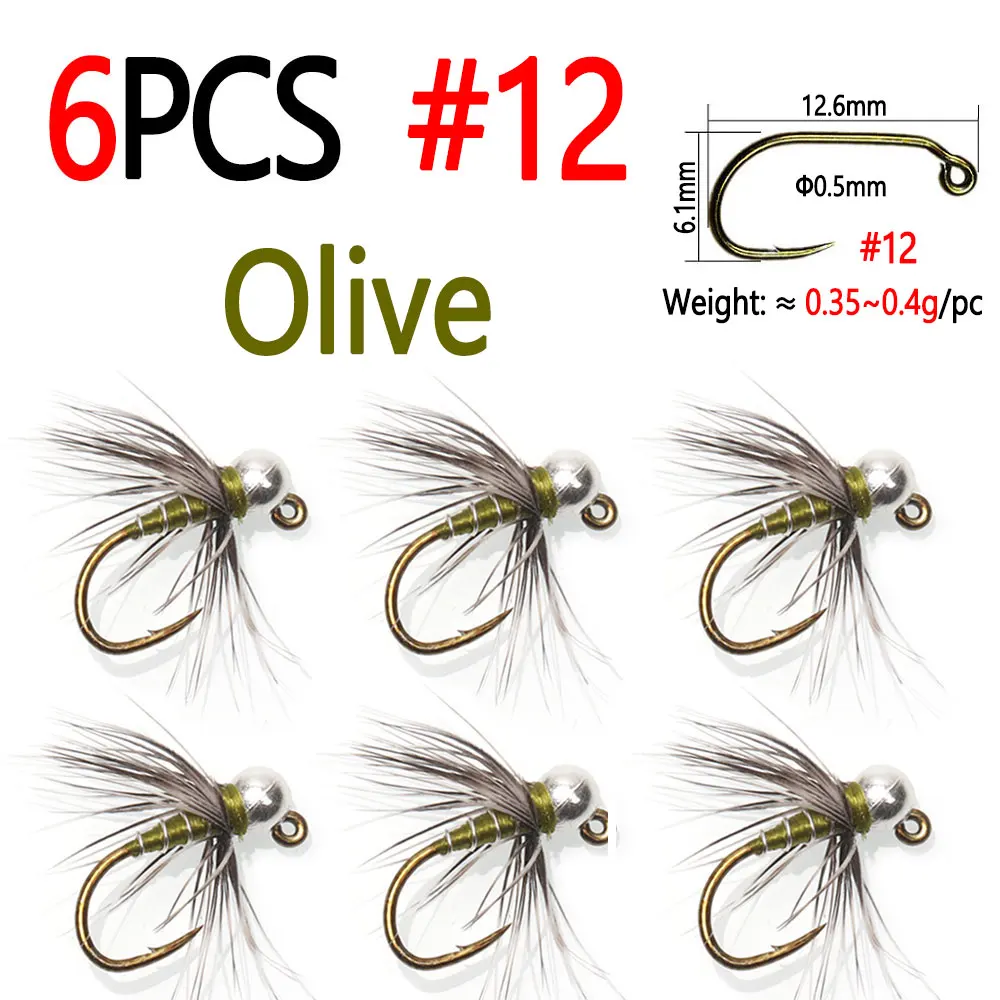 6PCS Olive Size 12