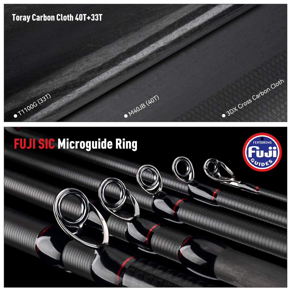 Kingdom Worm Master-caña de pescar Fuji SIC, anillo guía Toray 33 + 40T, carbono 2,01 m, 2,03 m XF, caña de pescar de fundición de acción para lubina - imagen 4