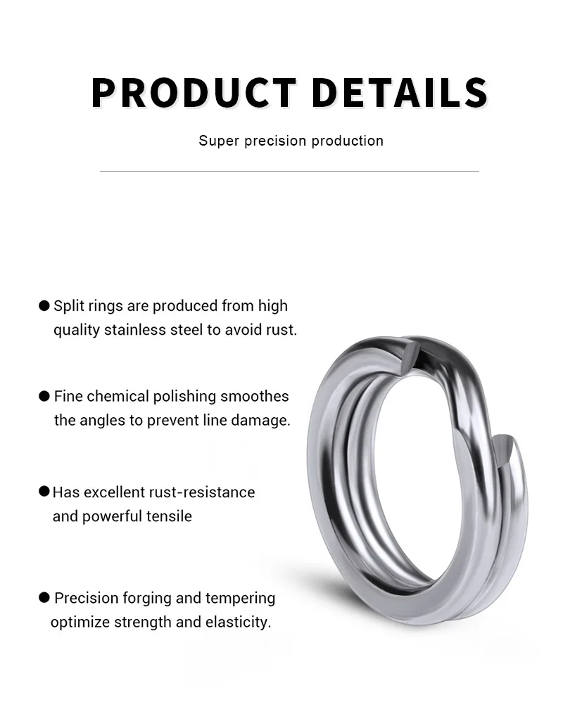 Anillo dividido de acero inoxidable para pesca, accesorios de doble anillo dividido ovalado sólido para gancho de pesca, señuelo a presión, llave giratoria DIY, 20 piezas por lote - imagen 2