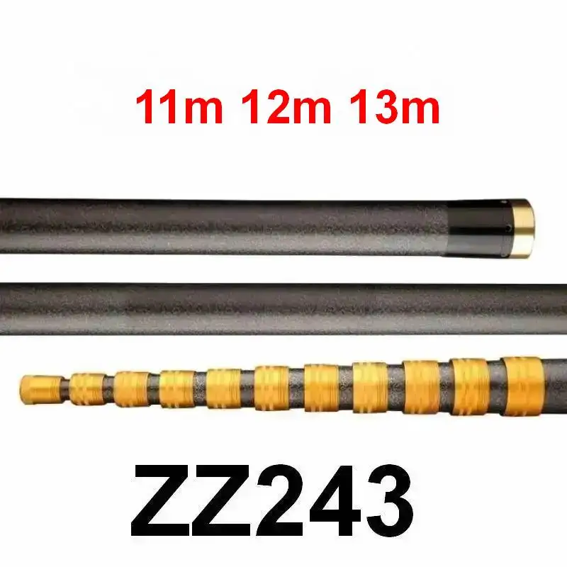 ZZ243 Red de pesca para manipulación de caña de fibra de carbono 11m 12m 13m Betel Areca Nut caña para recoger frutas Collpase longitud 147cm