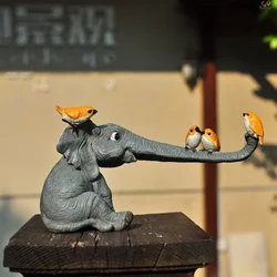 Figuras de elefante bonitas, adornos de animales de jardín de hadas para el hogar, escritorio, armario, accesorios de decoración, decoración de habitación
