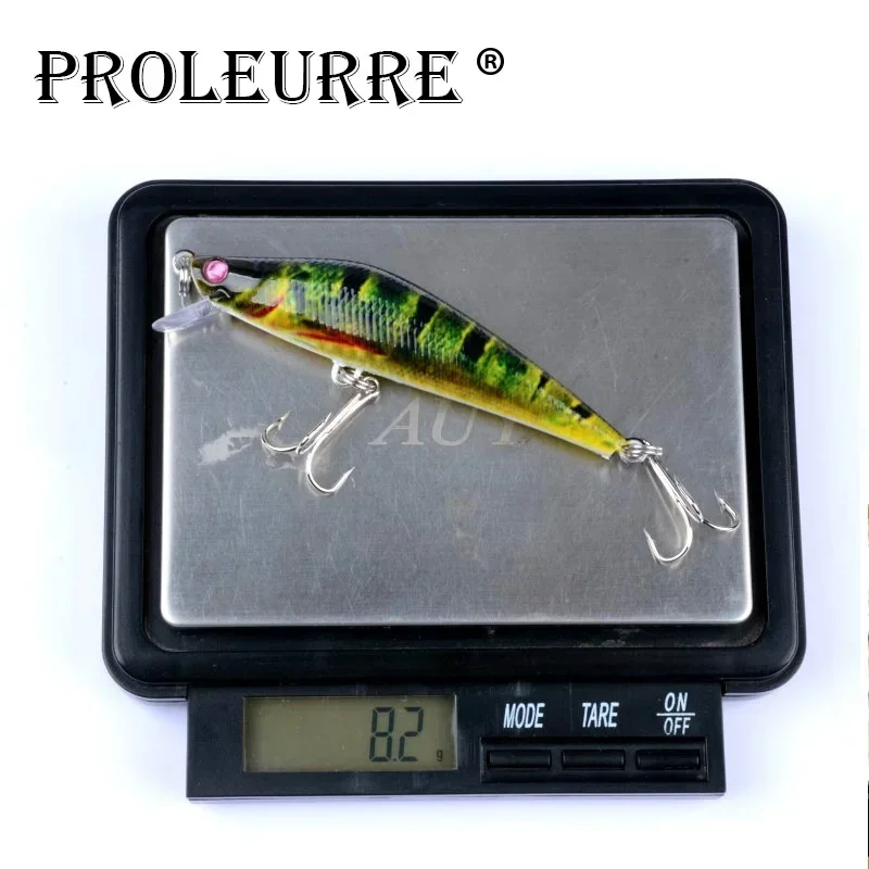 Señuelo de pesca Minnow, Wobblers flotantes de plástico, 8cm, 8,2g, cebo duro Artificial para lubina, Crankbait Swimbait, aparejos de pesca, 1 ud. - imagen 4
