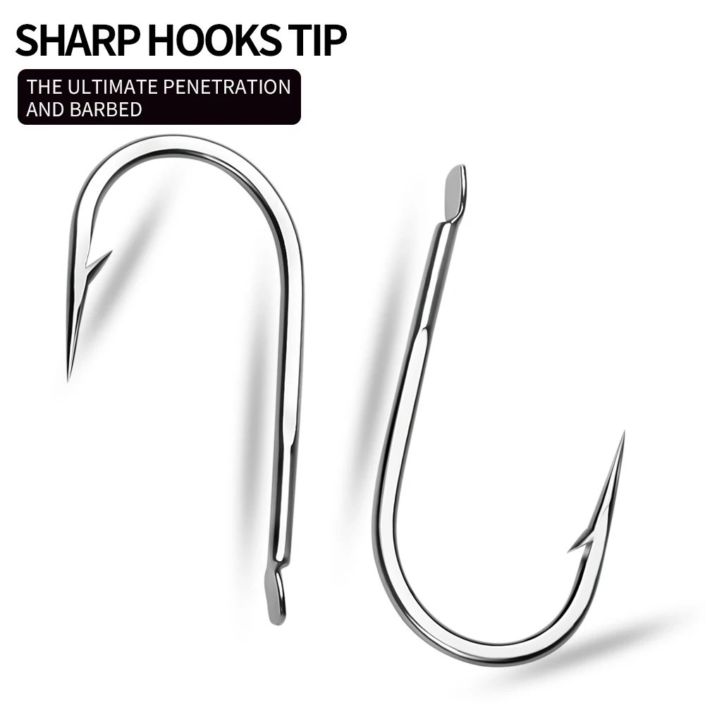 PROBEROS 100 piezas de gancho de púas afilado de acero al carbono tamaño 2/0 # -8 #   se puede utilizar para agua dulce, accesorios de pesca en el mar en la playa. - imagen 4