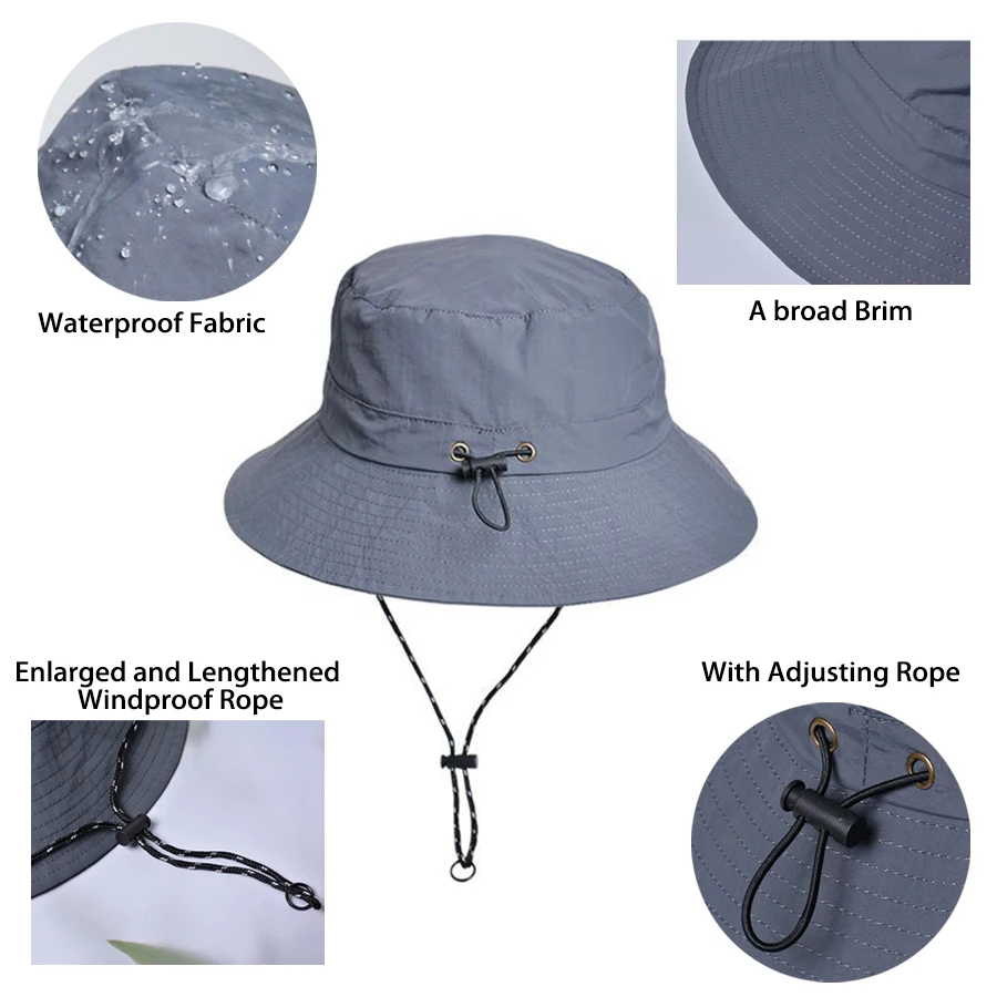 Sombrero de Sol de secado rápido para mujer, gorro de pesca ligero, impermeable, con protección, ala ancha, 1 piezas - imagen 4