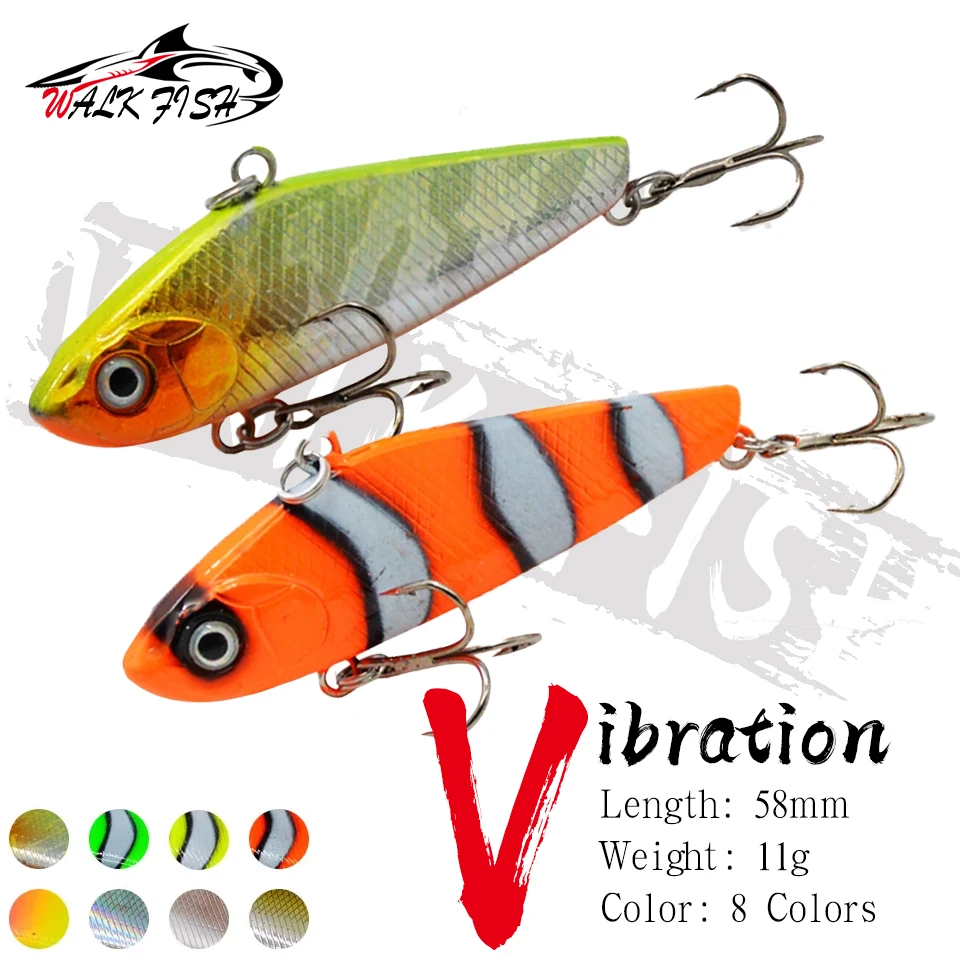 WALK FISH-señuelo de Pesca Vib, 5,8 cm, 11g, compuesto de Metal, capa de natación completa, Pesca en el mar, agua dulce, cebo biónico de larga distancia