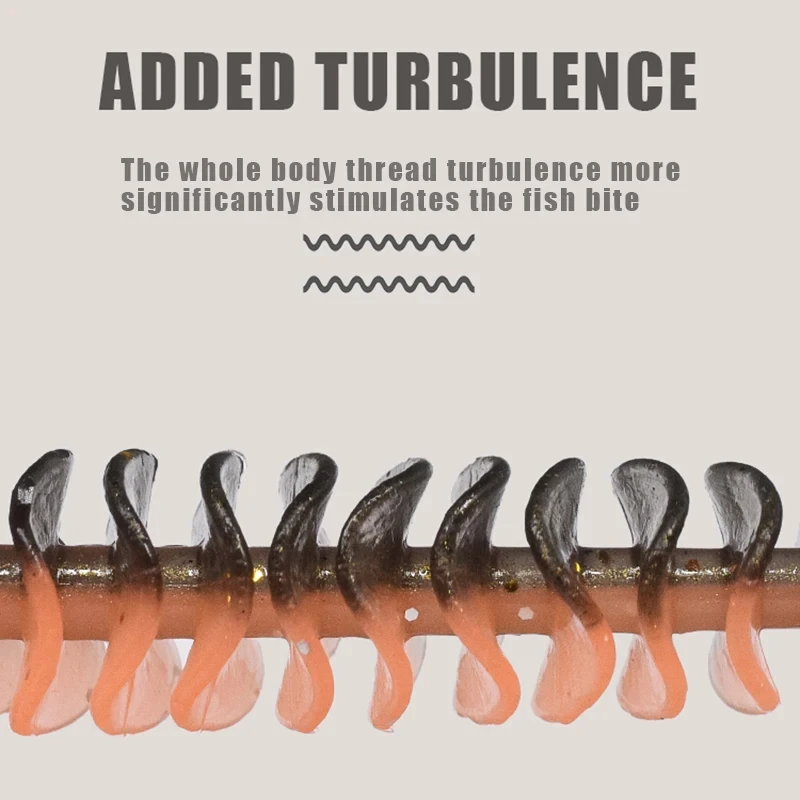 Señuelos de Pesca blandos de 10 piezas, Loach Dancing, gusano Sway, fideos, gusano, agua dulce y salada, aparejo loco, Texas, emparejado - imagen 3