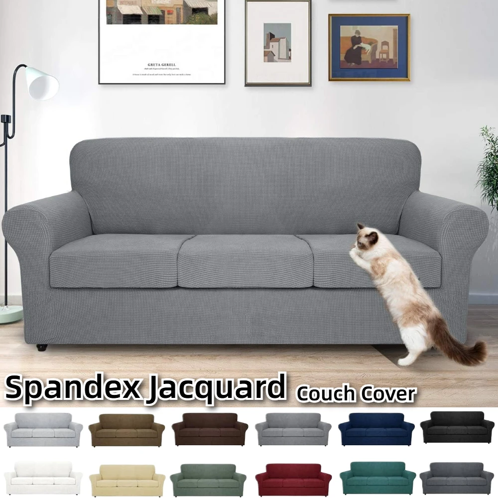 Fundas de sofá de Jacquard de LICRA para 1/2/3/4, funda de sofá elástica lavable antideslizante para perros, Protector de muebles para mascotas