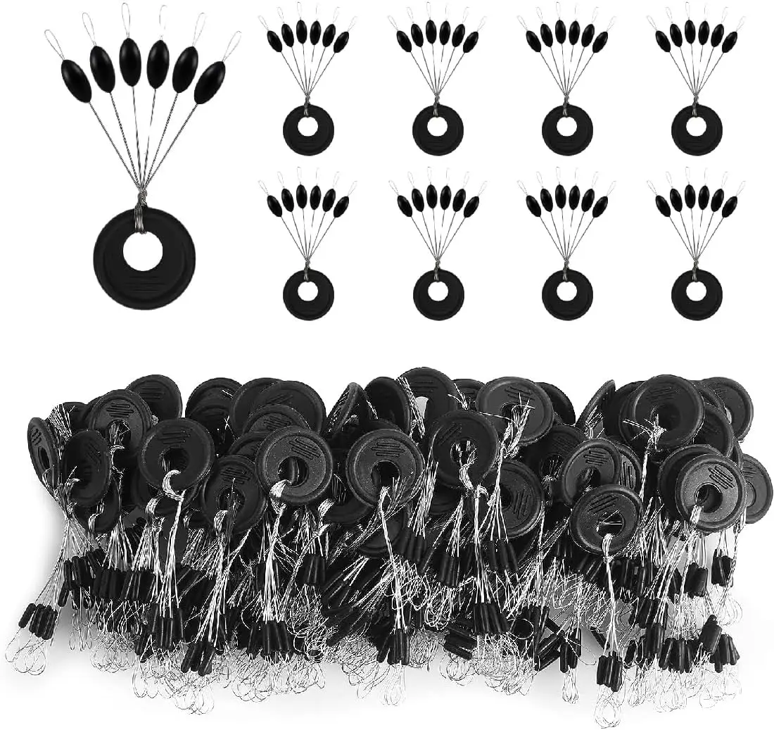 ZUKIBO 600 Uds 100 grupo conjunto de frijoles espaciales de goma tapón ovalado pesca Bobber tanque parada flotador pesca 6 en 1 parada de pesca de alambre - imagen 4
