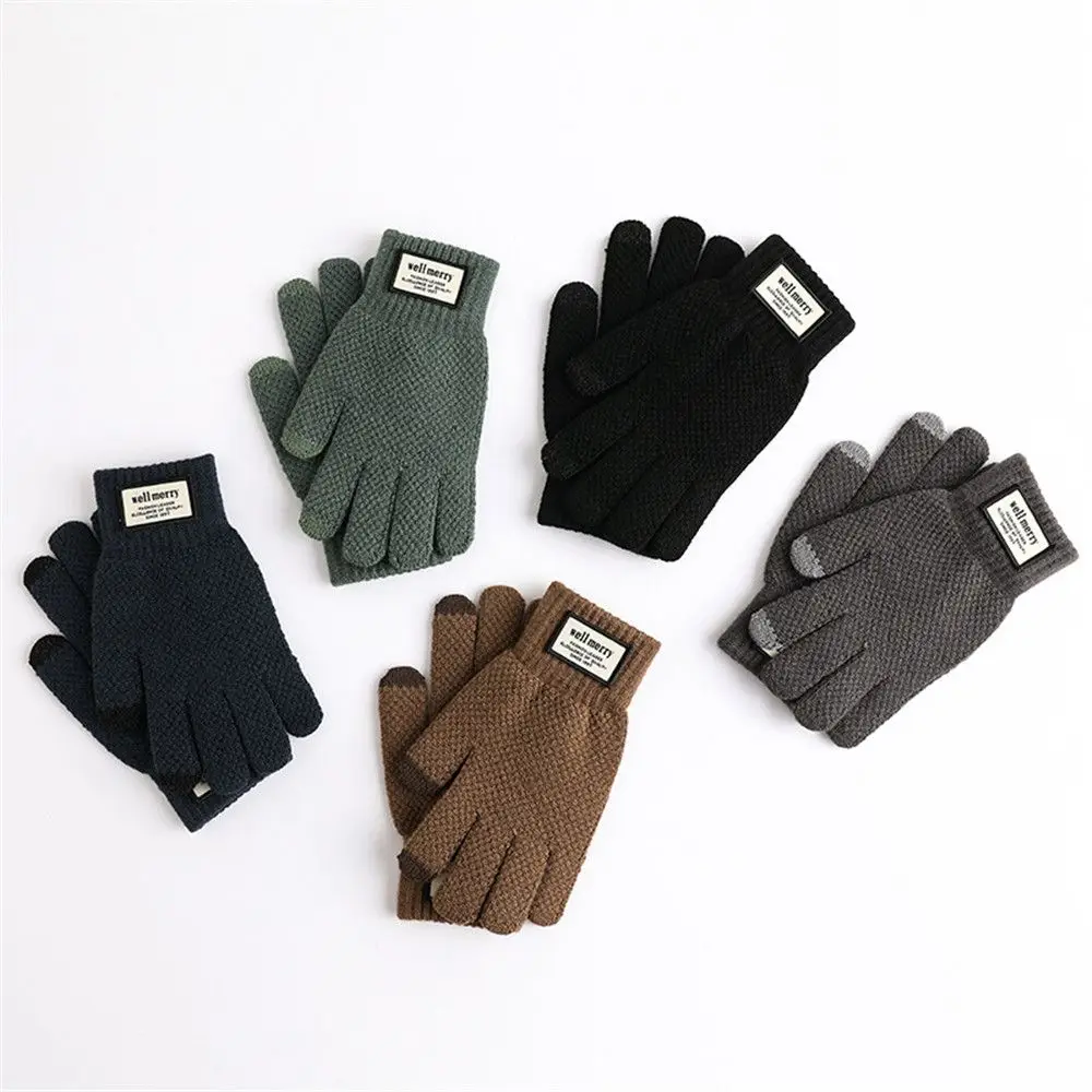 Invierno otoño alta calidad negocios espesar pantalla táctil manopla masculina lana cachemira hombres guantes - imagen 4